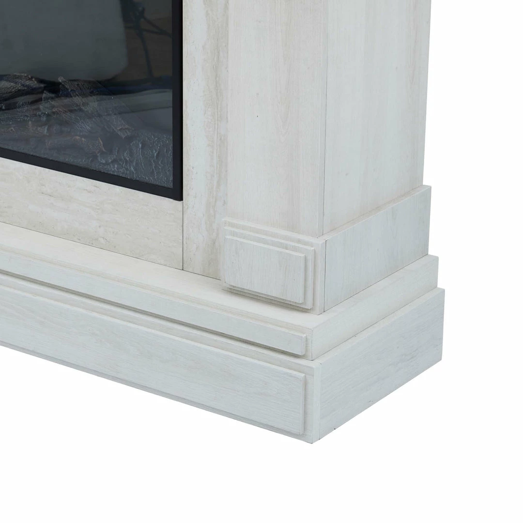 TeamsonUS New Teamson Home Hestia Electric Fireplace Mantel With Gray Faux Marble, White