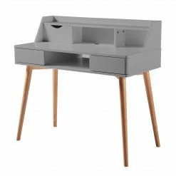 TeamsonUS Teamson Home Creativo Wooden Writing Desk With Storage, Light Gray/Natural
