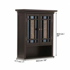 TeamsonUS Teamson Home Windsor Removable Wooden Wall Cabinet With Glass Mosaic Doors, Dark Espresso