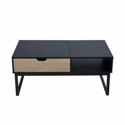 TeamsonUS Teamson Home Bryson Two-Tone Lift Top Coffee Table Desk With Storage, Black
