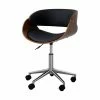 TeamsonUS Teamson Home Faux Leather Curved Swivel Home Office Chair With Adjustable Seat Height, Black/Brown