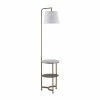 TeamsonUS Teamson Home Lilah Floor Lamp With Faux Marble Tray Table And Built-In USB Port, White/Brass