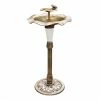 TeamsonUS Teamson Home Outdoor 2-Tier Polyresin Lotus Pedestal Birdbath With LED Light, Bronze