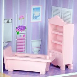 TeamsonUS Kids Olivia's Little World Dreamland Tiffany Dollhouse With 12 Accessories, Pink/Purple