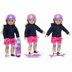 TeamsonUS Sophia's Skateboard, Helmet And Knee Pads Set For 18