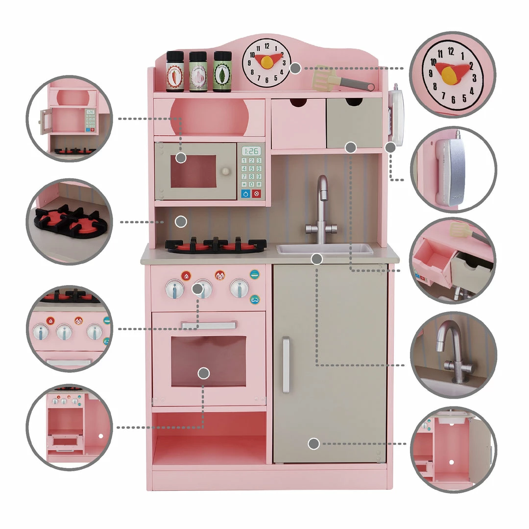 TeamsonUS Teamson Kids - Little Chef Florence Classic Play Kitchen - Pink / Grey