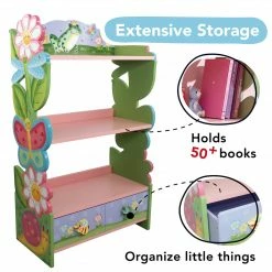 TeamsonUS Fantasy Fields Magic Garden Wooden Bookshelf With Storage Drawers, Multicolor Kids