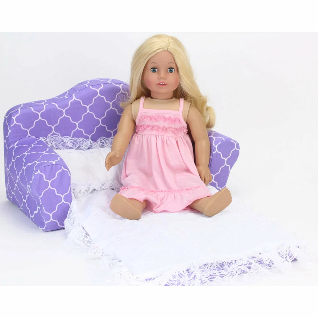 TeamsonUS Sophia's Plush Pull Out Couch/Double Bed Sized For 18" Dolls, Purple Kids