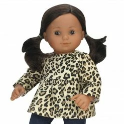 TeamsonUS Kids Sophia's Cheetah Print Tunic And Denim Jeggings Outfit Set For 15'' Dolls, Tan