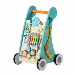 TeamsonUS Teamson Kids Preschool Play Lab Wooden Baby Walker And Activity Station, Natural/Blue