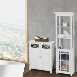 TeamsonUS Teamson Home Dawson Free Standing Floor Storage Cabinet With Adjustable Shelves
