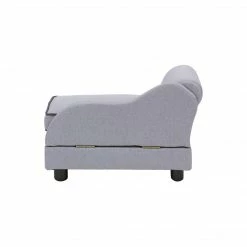 TeamsonUS Teamson Pets Chaise Lounge Dog Bed With Storage For Cats And Small Dogs, Gray