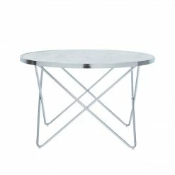 TeamsonUS Teamson Home Margo Small Round Faux White Carrara Marble Coffee Table, White