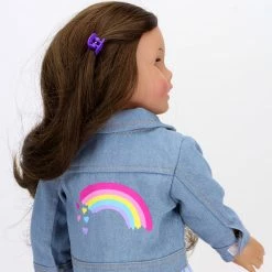 TeamsonUS Sophia's Jean Jacket With Rainbow Graphic For 18