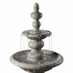 TeamsonUS Teamson Home Icy Stone 2-Tier Waterfall Garden Fountain, Gray