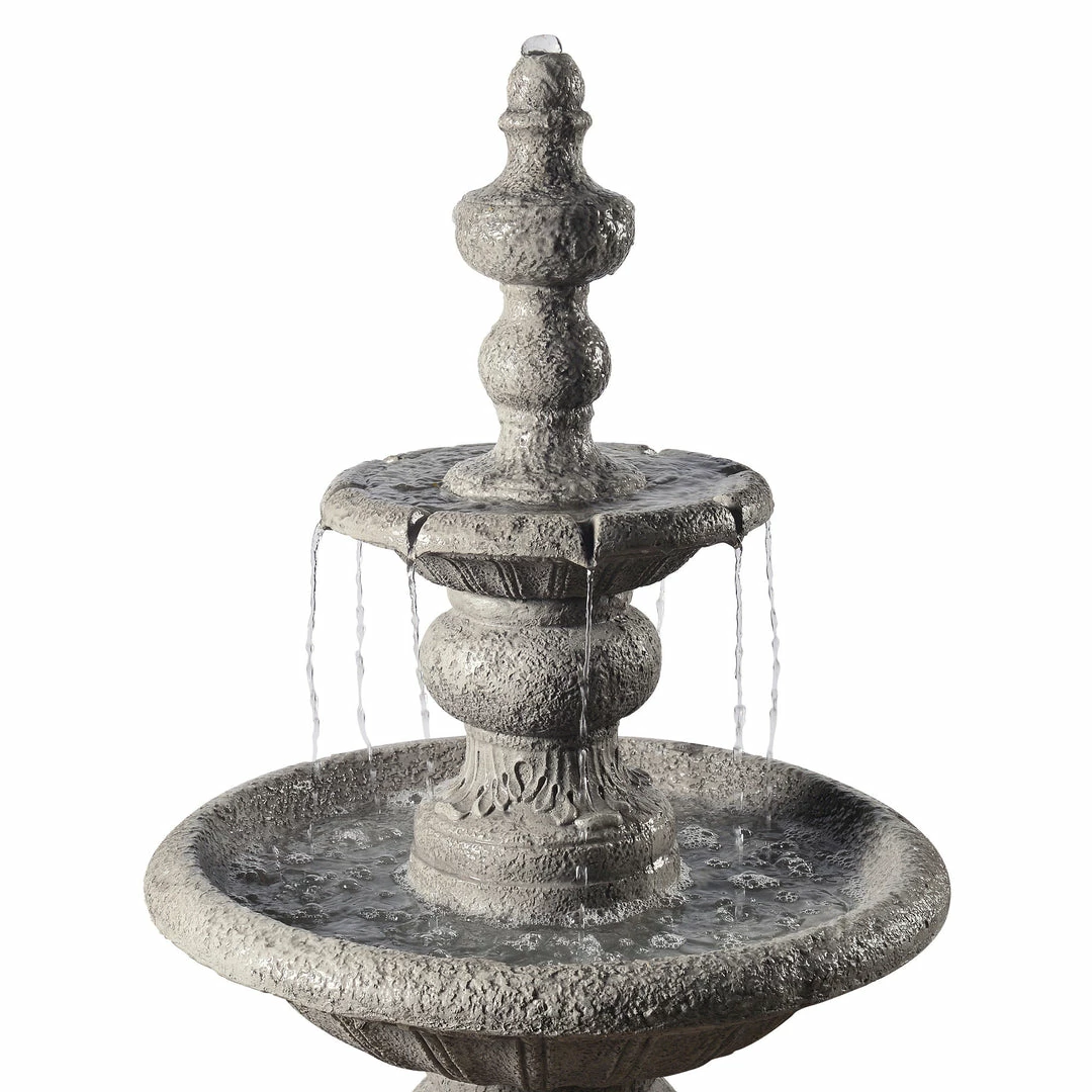 TeamsonUS Teamson Home Icy Stone 2-Tier Waterfall Garden Fountain, Gray