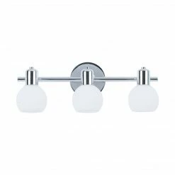 TeamsonUS Teamson Home Bathroom Vanity Triple Sconce Light With 3 Frosted Shades, Chrome Fixture
