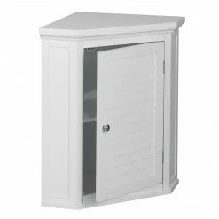 TeamsonUS Teamson Home Glancy Wooden Corner Wall Cabinet With Shutter Door, White