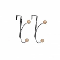 TeamsonUS Home Single Hook Over The Door Hanger Pack Of 2 With Mocha Porcelain Ball Chrome Finish