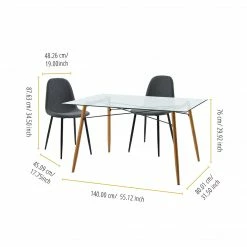 TeamsonUS Teamson Home Minimalist Dining Chair With Metal Legs, Set Of 2, Black/Gray