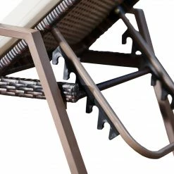 TeamsonUS New Teamson Home 2 Outdoor Wicker Patio Cushioned Chaise Lounge Chairs, Brown/Cream