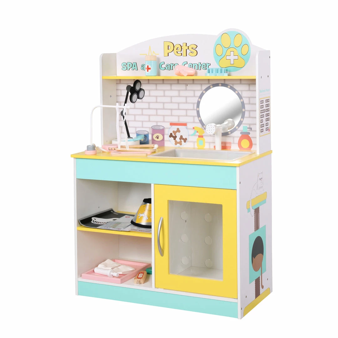 TeamsonUS Teamson Kids Little Helper Wooden Pet Care And Veterinary Clinic Playset