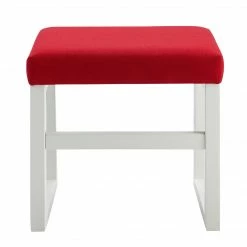 TeamsonUS Teamson Home Bellezza Kids Vanity Stool, White/Coral Red