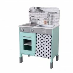 TeamsonUS Teamson Kids Little Chef Philly Modern Wooden Kitchen Playset, Mint/White