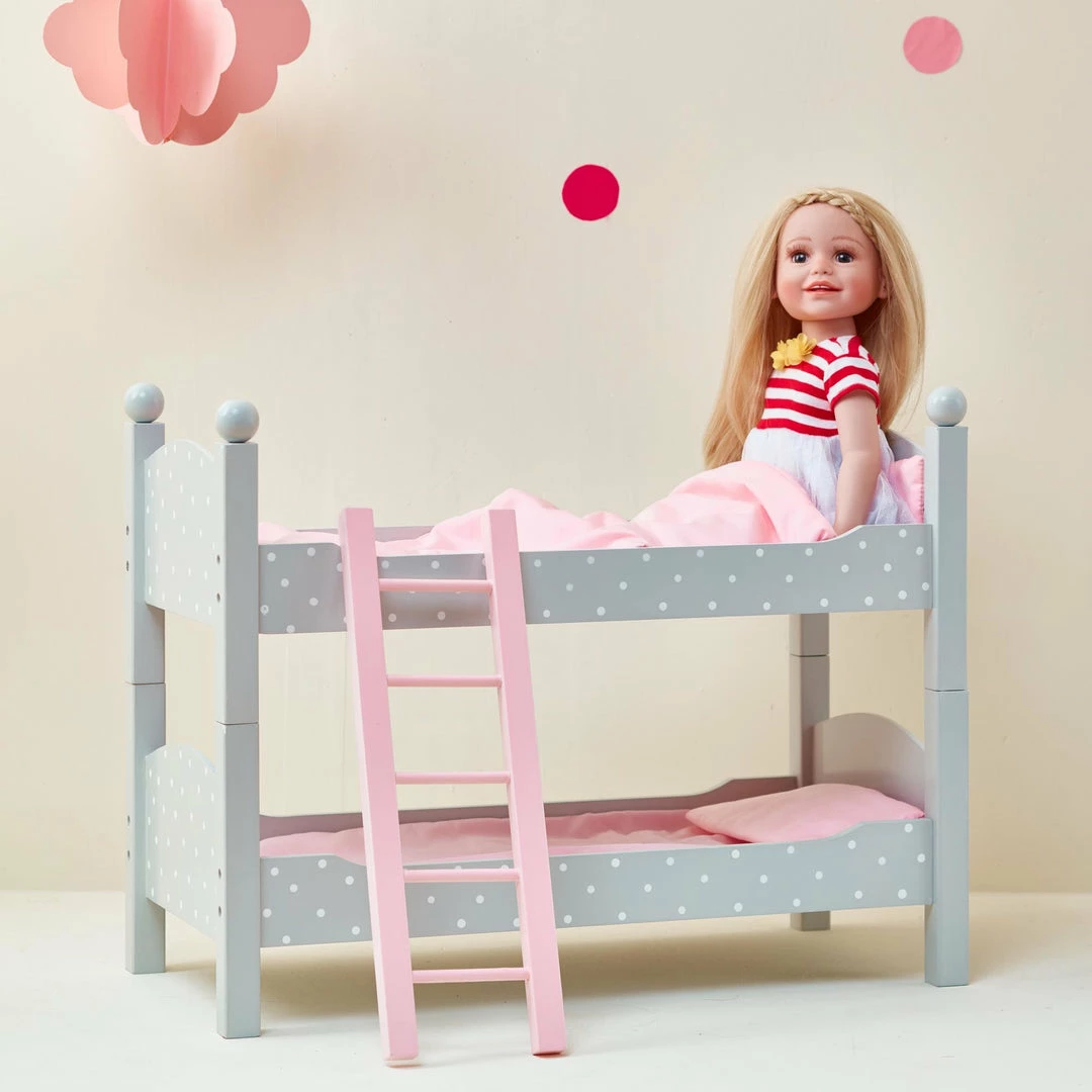 TeamsonUS Kids Olivia's Little World Polka Dots Princess Double Bunk Bed For 18" Dolls, Gray