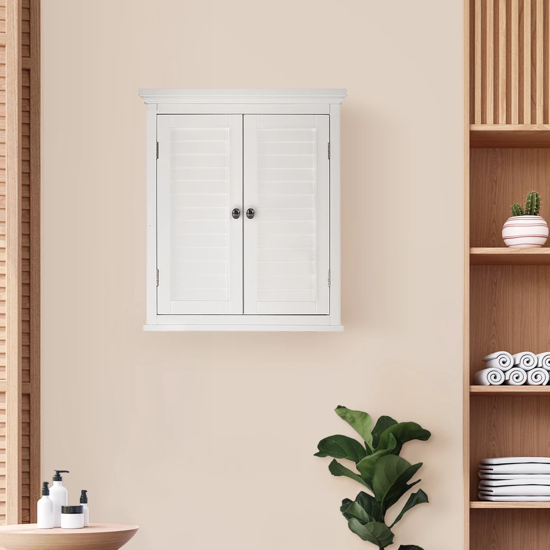 TeamsonUS Teamson Home Glancy Wooden Wall Cabinet With Shutter Doors, White