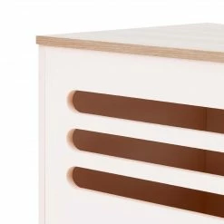 TeamsonUS Teamson Pets Daisy Two Tone Wooden Cat Litter Box Enclosure Side Table, Tan