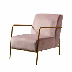 TeamsonUS Teamson Home Chelsea Armchair With Gold-Finished Metal Legs, Mauve