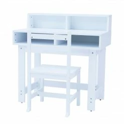 TeamsonUS New Fantasy Fields Wooden Play Writing Desk With Storage And Chair Set, White