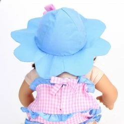 TeamsonUS Sophia's Gingham Romper Outfit And Hat Set For 15'' Dolls, Pink/Blue