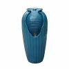 TeamsonUS Teamson Home Indoor/Outdoor Contemporary Glazed Contoured Vase Water Fountain With LED Lights, Blue