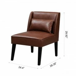 TeamsonUS Teamson Home Marc Faux Leather Lounge Chair With Pillow And Solid Wood Legs, Brown