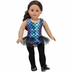 TeamsonUS Kids Sophia's Jazz Leotard Costume And Tap Shoes For 18'' Dolls, Black