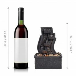 TeamsonUS Teamson Home Indoor/Outdoor Tabletop Waterfall Fountain With LED Light, Charcoal