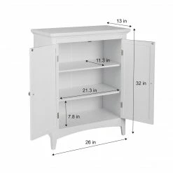 TeamsonUS Teamson Home Glancy Wooden Floor Cabinet With Shutter Doors, White