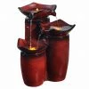TeamsonUS Teamson Home Outdoor 3-Tier Glazed Pot Floor Fountain With LED Lights, Red