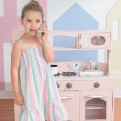 TeamsonUS Teamson Kids Little Chef Westchester Retro Play Kitchen, Pink