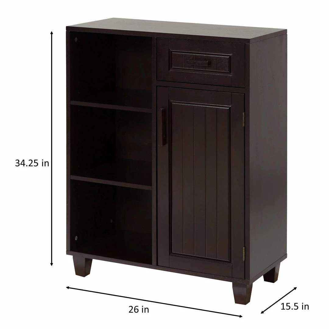 TeamsonUS Teamson Home Catalina Single Door Free Standing Cabinet With Open Shelves And Drawer