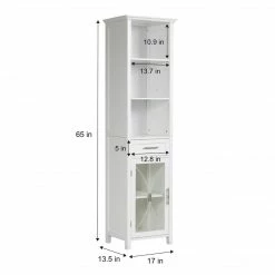 TeamsonUS Teamson Home Delaney Multi Functional Tall Free Standing Linen Storage Tower With Single Drawer