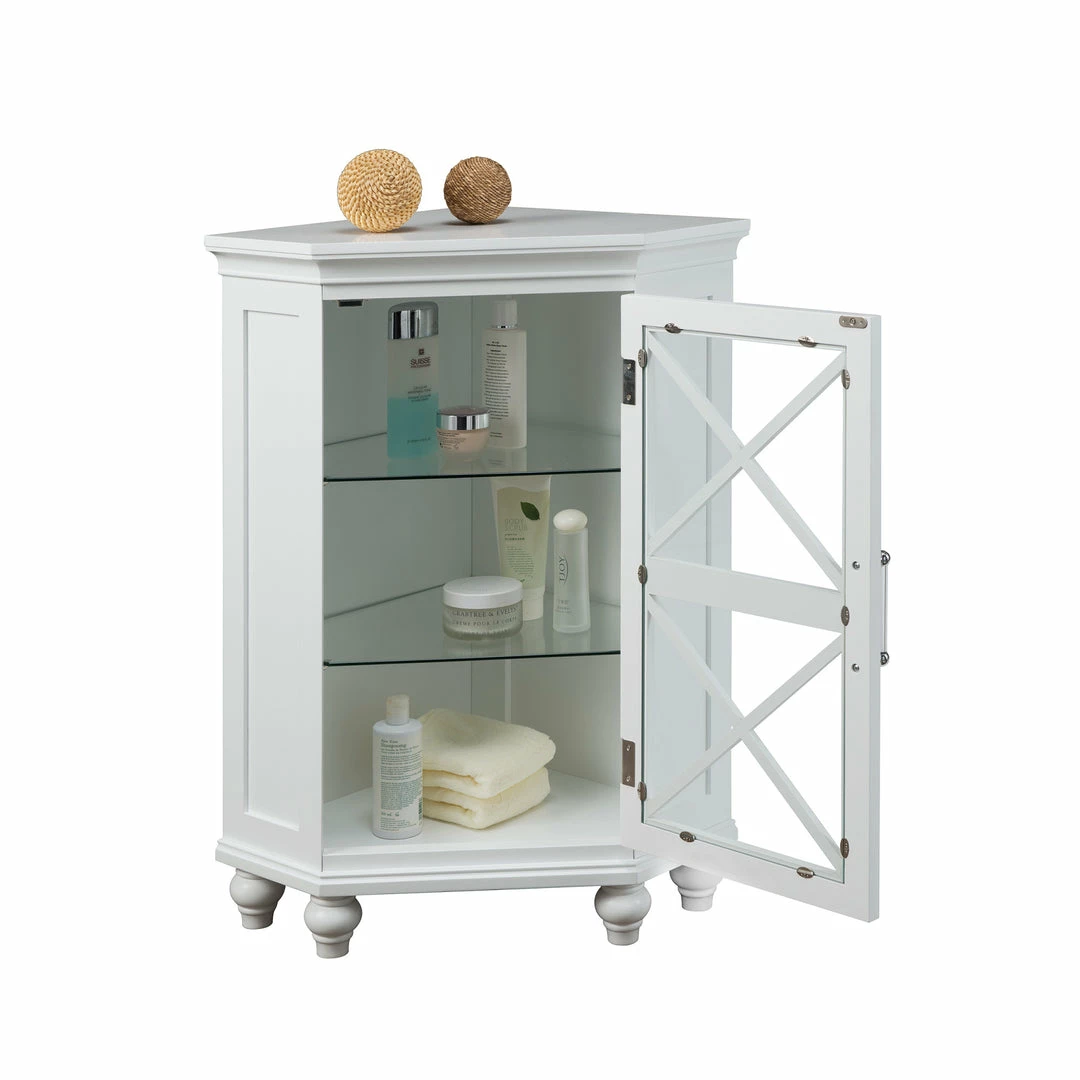 TeamsonUS Teamson Home Blue Ridge Corner Wooden Floor Cabinet With Adjustable Shelves, White