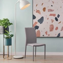 TeamsonUS Teamson Home Fabric Dining Chair With Metal Legs, Set Of 2, Light Gray