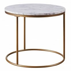 TeamsonUS Teamson Home Marmo Modern Marble-Look Round Side Table, Marble/Brass