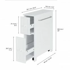 TeamsonUS Teamson Home Narrow Cabinet With Storage Drawers And Towel Bar 6.5