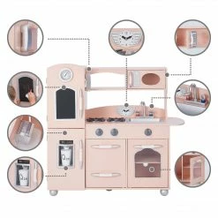 TeamsonUS Teamson Kids Little Chef Westchester Retro Play Kitchen, Pink
