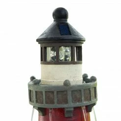 TeamsonUS Teamson Home Outdoor Solar Light House Fountain With Rotating LED Light, Red/White