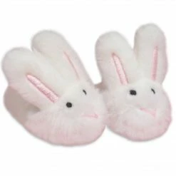 TeamsonUS Kids Sophia's White Bunny Slippers With Rabbit Ears For 18" Dolls